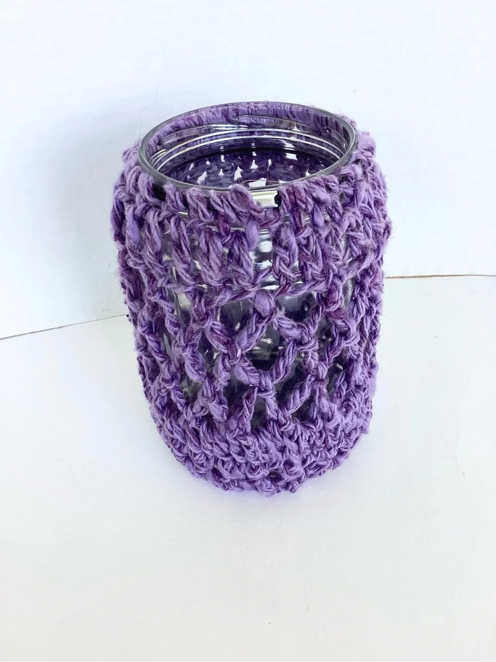 Vase Container Cover Handmade Crochet Purple Boho - Picture 7 of 11